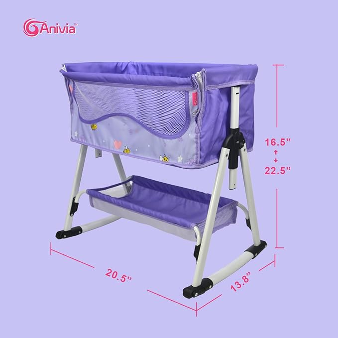 ANIVIA Doll Bed Furniture 2 Function Toy, Doll Bed and Doll Swings Together for 18 inches Baby Dolls, Baby Doll Crib with Bottom (DP601PURPLE)