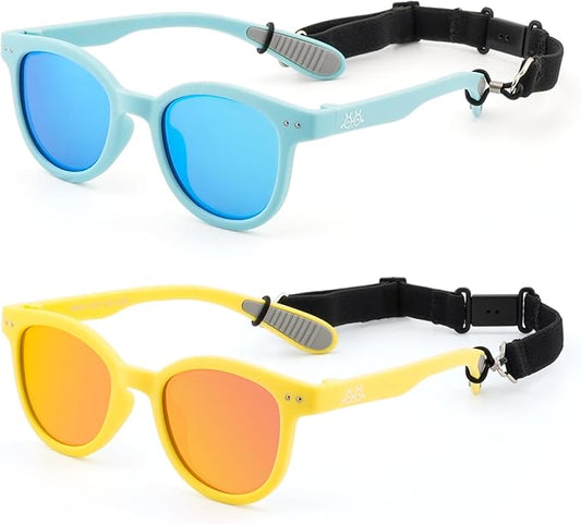 EYEBUDDY Kids Sunglasses for Boys Girls Age 2-8 Polarized UV Protection Toddler Children Sun Glasses Pack of 2