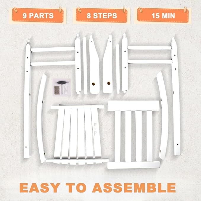 Kid Rocking Chairs ChildToddler Small Baby Wooden Comfy Rocker Chairs Furniture for Nursery Bedroom Livingroom Outdoor Reading Room, Ages 6-10, White