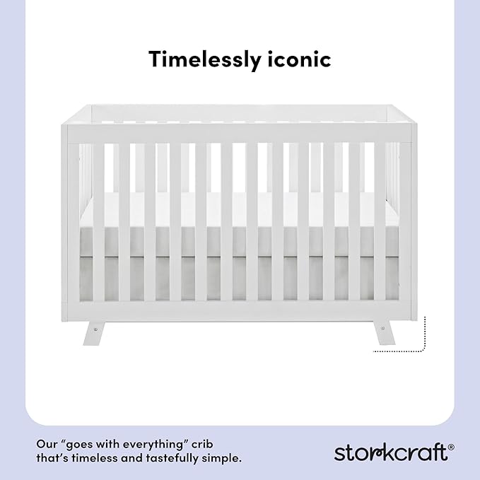 Storkcraft Beckett Convertible Crib (White) – Converts from Baby Crib to Toddler Bed and Daybed, Fits Standard Full-Size Crib Mattress, Adjustable Mattress Support Base