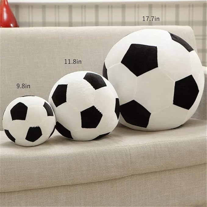 Plush Soccer Balls - Fluffy Stuffed Toy Soccer Ball Plush Pillow Soft Durable Stuff Soccerball Gift for Kids Boy Baby (Black -White,11.8inch/30cm)