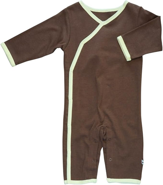 Babysoy Newborn Baby Unisex Kimono Side Snap Long Sleeve Onepiece Romper Coverall