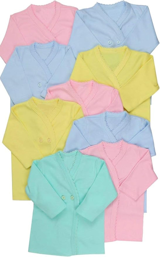 ToBeInStyle Babies' 4 Pack Relaxed Fit Short or Long Sleeve Button Up Kimono Tee Swaddle Shirt