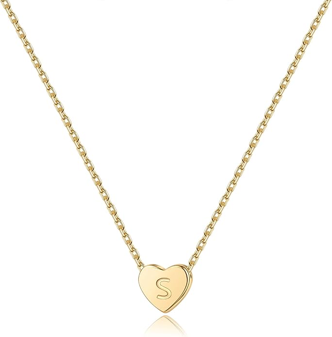 M MOOHAM Heart Initial Necklace Gifts for Girls Women - S925 Sterling Silver Tiny Letter Necklace Birthday Gift for Kids Teen Girl Jewelry