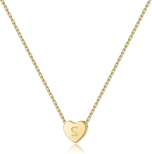 M MOOHAM Heart Initial Necklace Gifts for Girls Women - S925 Sterling Silver Tiny Letter Necklace Birthday Gift for Kids Teen Girl Jewelry