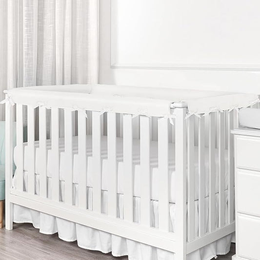 4Pc Crib Rail Covers Sets,Rail Guard for TeethingSoft Anti-Collision Strip Corner Cover, Suits for Most Standard Bed (4pc-Gray) (white-4pc)