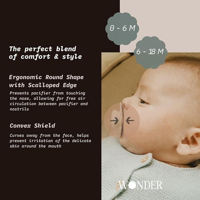 Suavinex Wonder Baby Pacifier, SX Pro Silicone Nipple, Reversible, Non Irritating Shield Design, Pacifiers 6-18 Months, Made in Europe, Almost Aqua