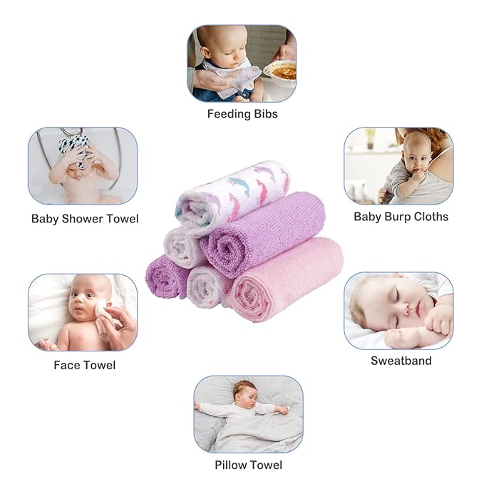 Viviland Baby Washcloths, Soft 24 Pack Baby Wash Cloths Unisex for Boys Girls, Super Absorbent Baby Face Towel Gentle on Sensitive Skin, Wash Clothes for Baby Face & Body, 9''x 9''