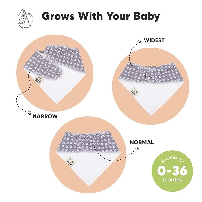 10-Pack Organic Baby Bandana Bibs for Girls - Super Absorbent Triangle Baby Bibs for Drooling and Teething Infant, 100% Cotton Extra Soft for Newborn, Infant 0-36 Months (MONOS)