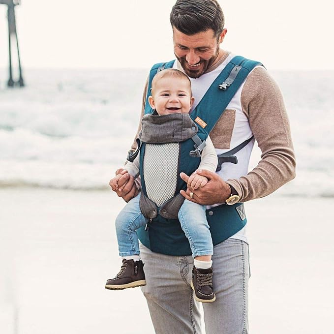 Beco Baby Carrier 8 Hybrid Newborn to Toddler Carrier (7-45lbs) - All in 1 Mesh Toddler Carrier - Baby Carrier Backpack, Front and Hip Carrier with Adjustable Seat - Cooling Ergonomic Carrier (Teal)