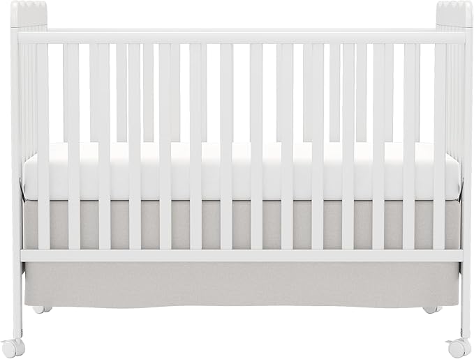 4 in 1 Convertible Baby Crib, Wooden Nursery Cribs Converts into Toddler Bed and Daybed, 3 Adjustable Base, Non-Toxic Finishes, Removable Wheels (White)