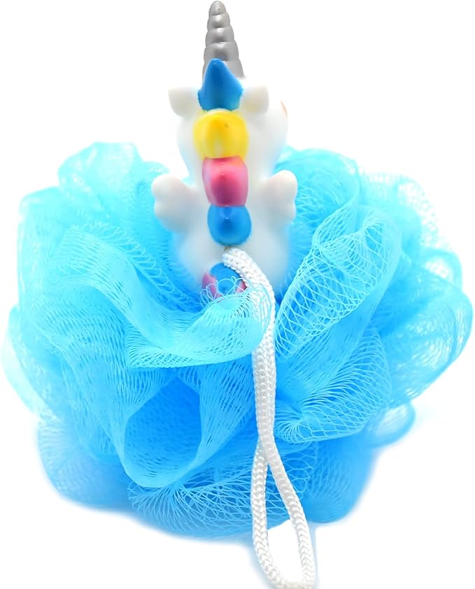 Cute Unicorn Kids Bath Loofahs Balls for Baby Girls Boys Mesh Shower Ball Pouf Exfoliating Bath Sponge Body Cleaner Bath Accessories