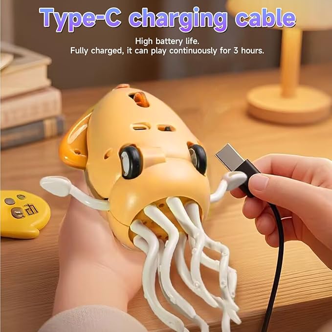 Magic Dancing Octopus Toy - Smart Obstacle-Dodging Robot with LED Light Show & Music, USB Rechargeable Tummy Time Squid Toy for Babies | Electric Crawling Octopus | Interactive Gift for Kids 3+