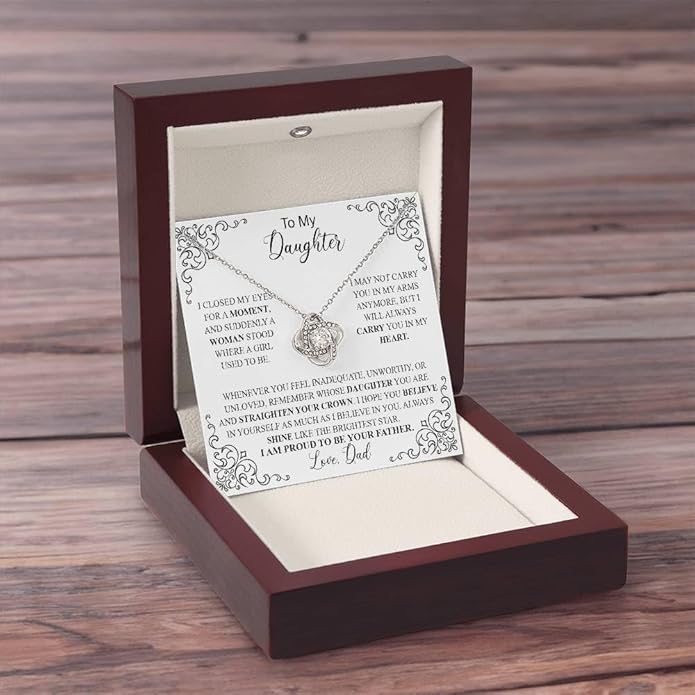 To My Daughter Gift Necklace From Dad or Mom - Badass Daughter Jewelry With Heartfelt Message & Elegant Box