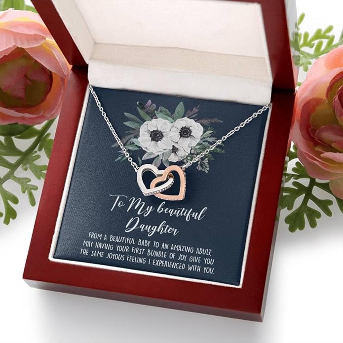 To My Daughter Gift Necklace From Dad or Mom - Badass Daughter Jewelry With Heartfelt Message & Elegant Box