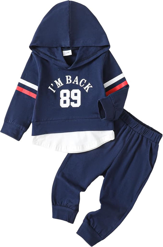 Toddler Baby Boy Clothes Infant Newborn Boy Outfit Long Sleeve Hoodie Sweatshirt Pants Fall Winter Clothes Set