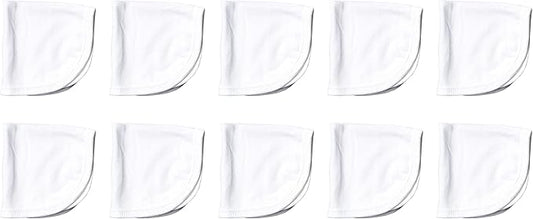 HonestBaby 10-Pack Terry Wash Cloths in Gift Box 100% Organic Cotton for Infant Baby Boys, Girls, 10-Pack Bright White, One Size