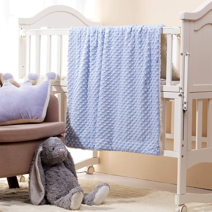 CREVENT Soft Cozy Baby Blankets for Boys Girls + Security Blanket, Set with a Gift Bag Newborn Essentials (Blue)