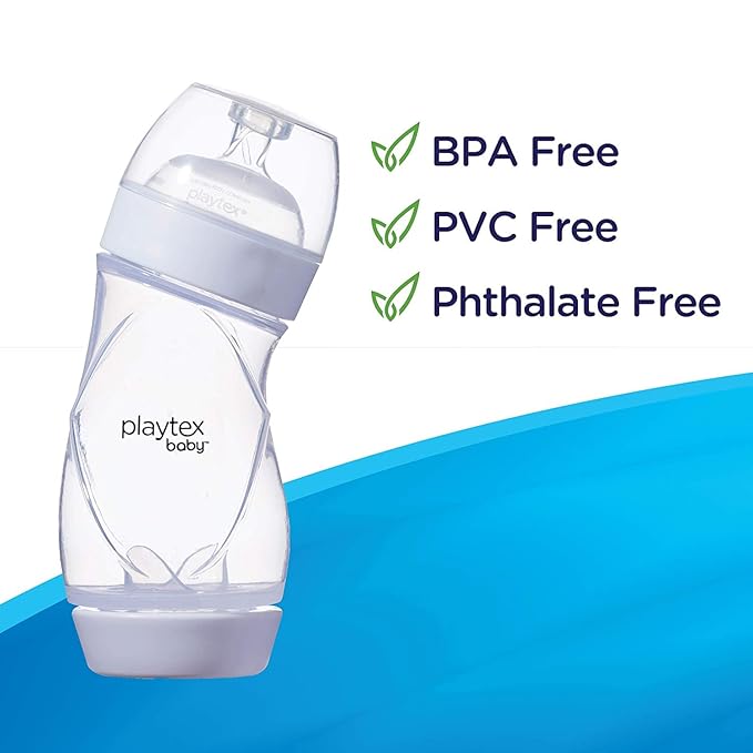 Playtex Baby VentAire Complete Tummy Comfort Baby Bottle, Anti-Colic & Anti-Reflux, Clear, 9 Oz, 3 Count