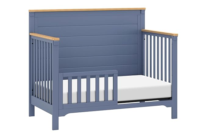 DaVinci Shea 4-in-1 Convertible Crib in Cove Blue and Honey, GREENGUARD Gold Certified