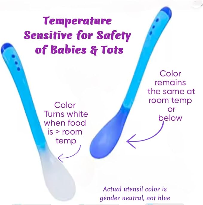 Baby & Toddler Essentials: 3 Gender Neutral Bibs with Temperature Sensitive Spoon and Fork - Washable, Removable/Detachable Food & Drool Catcher, Adjustable Snaps - Cartoon & Animal Graphics.