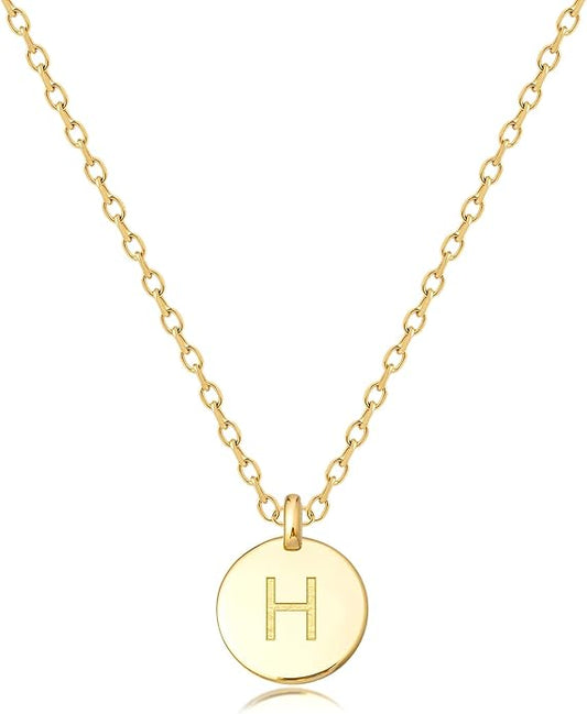 Unique Personalized Gifts for Her, Initial Necklaces for Women, Letter Double Side Engraved Disc/Heart Pendant Necklace, Minimalism Style Jewelry for Everyday Wear