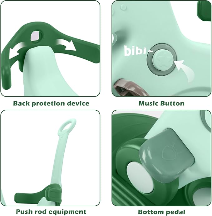 4 in 1 Rocking Horse for Toddlers 1-3 Years Old, Baby Rocking Toy Fun Birthday Gift for 1+ Kids, Ride on Toy with Detachable Balance Board and Footrest，Balance Bike with Push Handle