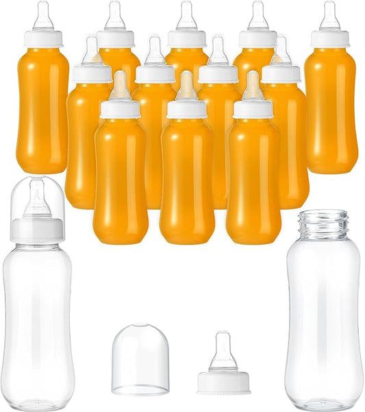 Norme Baby Shower Bottles 9.5 oz Plastic Baby Bottles Chug Sign Shower Game Party Favors Baby Bottles Bulk for Baby Shower Decorations Gender Reveal Gifts(White, 12 Pcs)
