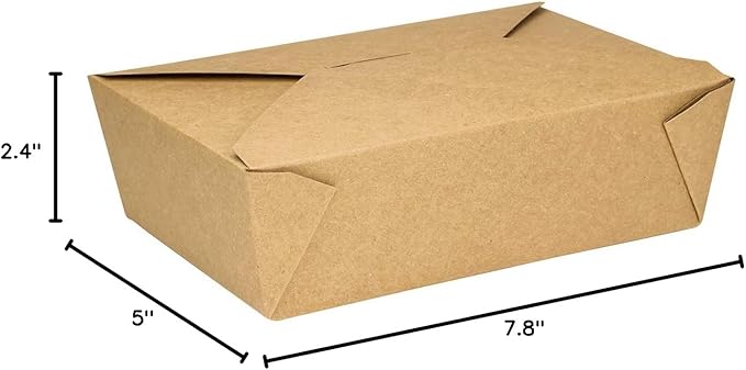 Karat Paper To Go Boxes [76 oz - 200ct] Leak-Resistant, Microwavable, Heavy-Duty Take Out Boxes | Grease Resistant & Stackable | #3 Kraft Brown