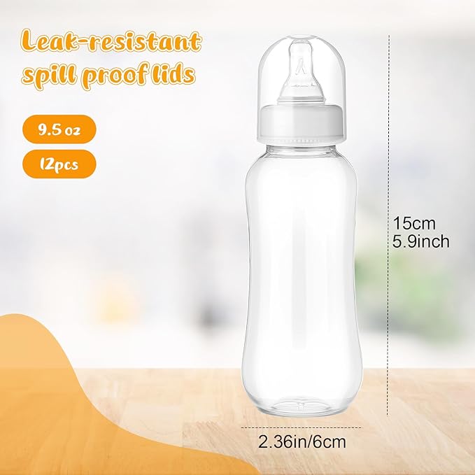 Norme Baby Shower Bottles 9.5 oz Plastic Baby Bottles Chug Sign Shower Game Party Favors Baby Bottles Bulk for Baby Shower Decorations Gender Reveal Gifts(White, 12 Pcs)