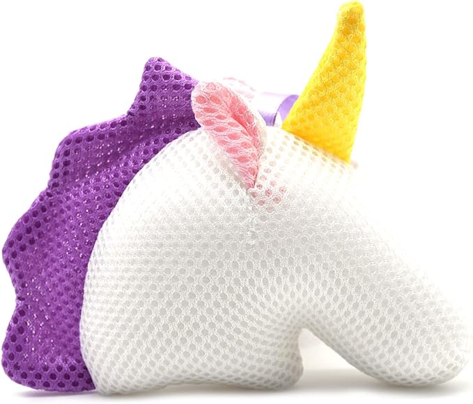 Cute Unicorn Kids Bath Loofahs Balls for Baby Girls Boys Mesh Shower Ball Pouf Exfoliating Bath Sponge Body Cleaner Bath Accessories (White Unicorn)