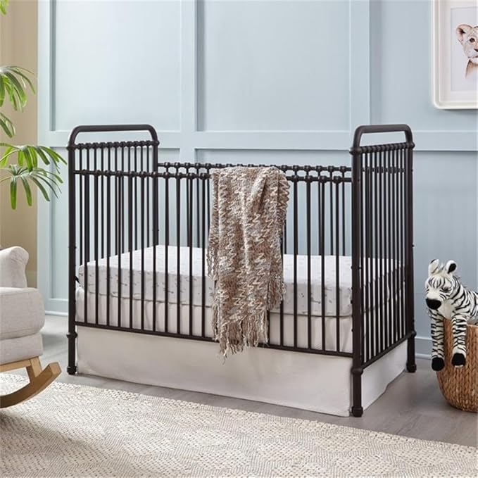 Namesake Abigail 3-in-1 Convertible Metal Crib in Vintage Iron, Greenguard Gold Certified