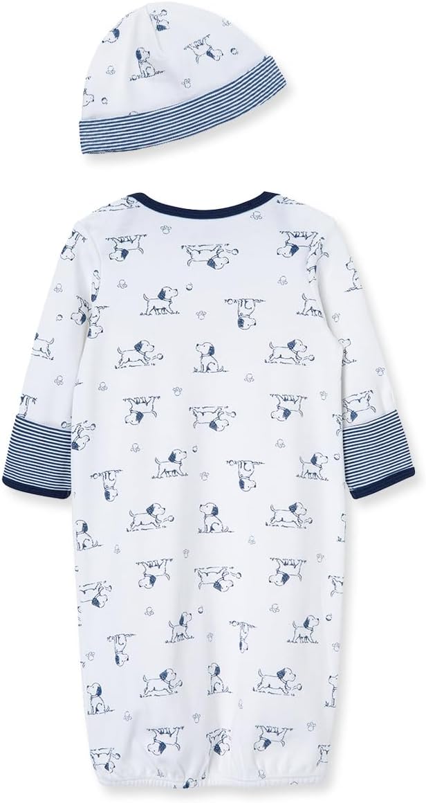 Little Me Clothes for Baby Boys' 2-Piece Nightgown and Cap Set 100% Cotton with Elastic Bottom, Baby Essentials, 0-3 Months