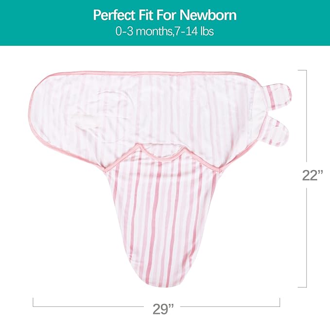 Biloban Baby Swaddles 0-3 Months for Girls - Cotton Swaddle Blanket, Newborn Essentials, Lovely Pink Print, 2 Pack