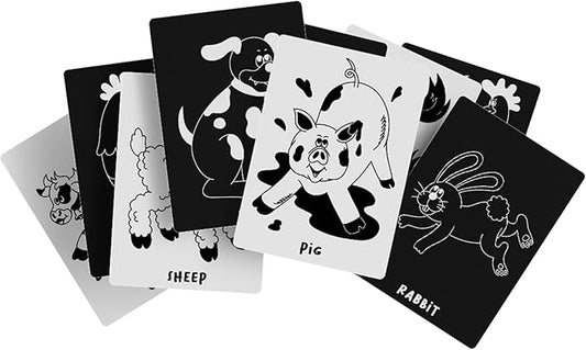 Lalo Art Cards - Soy-Based Ink, High Contrast Farm Animal Cards for Baby, Set of 9