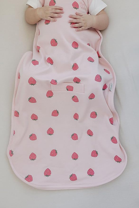 Woolino Toddler Sleeping Sack, 4 Season, Merino Wool and Organic Cotton, Baby Sleep Bag, 2-4 Years, Strawberry
