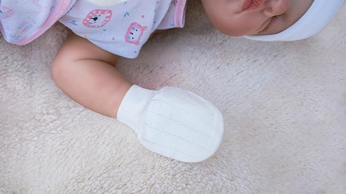RATIVE Wrist Tab Baby Mittens 0-6,6-12 Months Organic Cotton for Newborn Baby Boys Girls