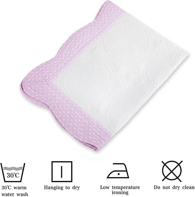 MONOBLANKS Baby Quilt Personlized Monogram Lightweight Embossed Scalloped Throw Blanket Four Seasons (Pink Polka Dots)