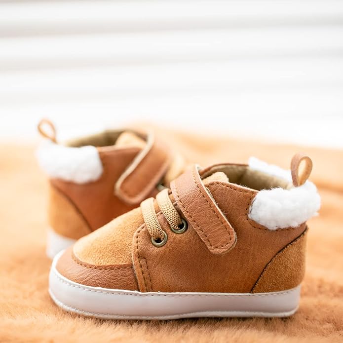CENCIRILY Baby Boys Girls High Top Sneakers Soft Soles Anti Skid Infant Ankle Shoes Toddler Prewalker First Walking Crib Shoes