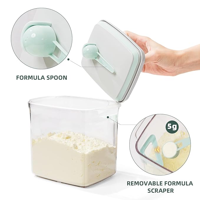 Formula Container to Go - 2 Pack 1700ml Pop Top Milk Powder Container, BPA-Free Airtight Formula Dispenser with Scoop and Scraper, 21OZ, 1.32LB, 600g, Clear