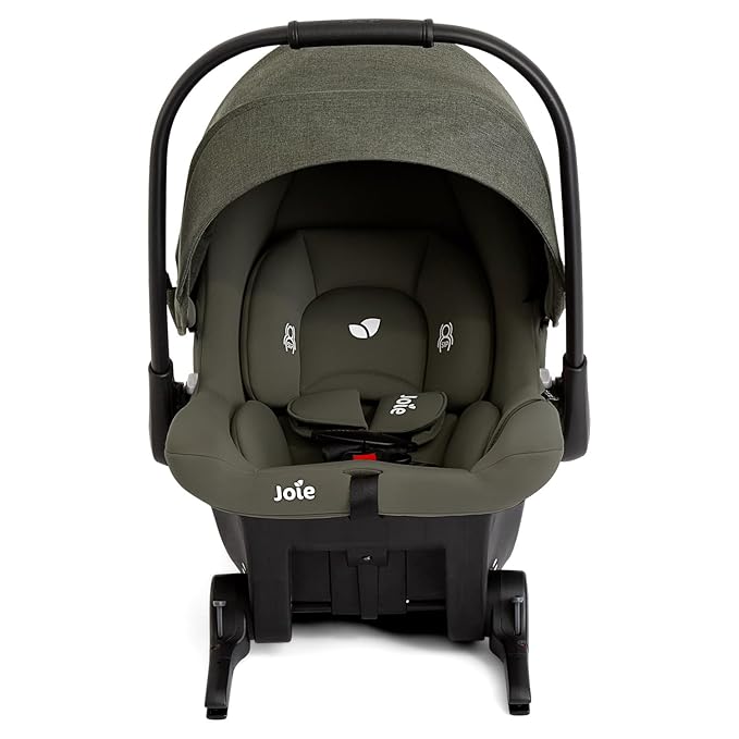 Joie Ginger and Mint Latch Travel System – 4-in-1 Travel System with Base-Free Infant Car Seat & Stroller, Built-in Latch for Easy Install and an Included All-Terrain Stroller (Evergreen)