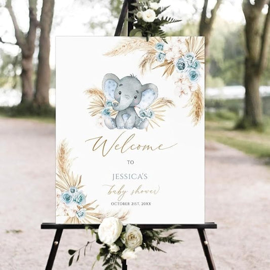 Welcome Sign Baby Shower, Welcome Sign, Elephant Baby Shower Welcome Sign, Blue Grass Baby Shower Welcome Sign, Blue Elephant Welcome Sign, Boy Baby Shower Sign, LJGL21