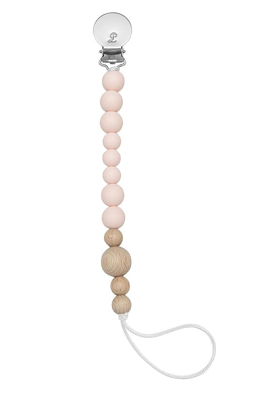 Loulou Lollipop Silicone Soother Pacifier Clip Binky Holder for Newborn and Baby - Color Block (Pink Quartz)