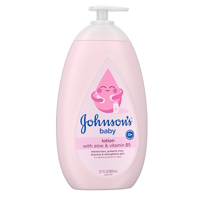Johnson's Baby Lotion with Coconut Oil, Aloe Vera & Vitamin B5, 72 HR Hydration, Skin Moisturizer, Hypoallergenic, Safe for Newborn, Protects From Dryness & Strengthens Skin, 27.1 fl. Oz
