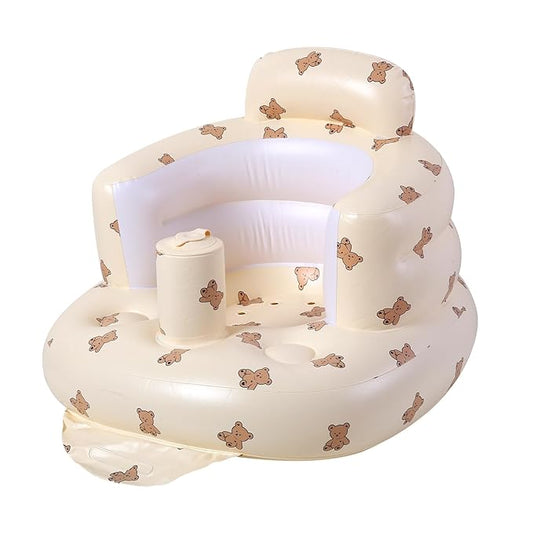 C‌oolcandy Inflatable Baby Seat for 3-36 Months, Toddler Baby Chair Built-in Air Pump, Supportive Sit-Up Chair, Portable & Load-Capable, Ideal for Learning sit, Feeding & Entertaining