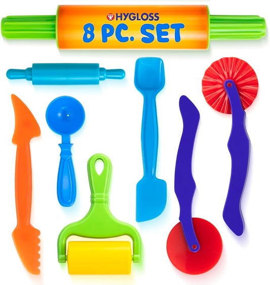 Dough Cutters - Set of 8 - Clay and Modeling Tools Set – Plastic Accessories for Kids' Crafting, Shaping, and Creative Play – Ideal for Clay, Dough, and Sand