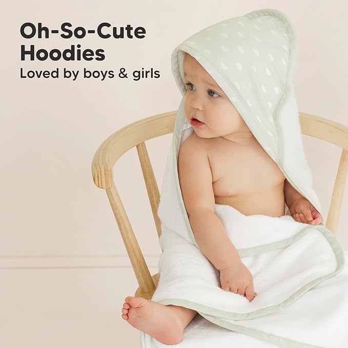 KeaBabies Hooded Baby Towel for Newborn - Viscose Derived from Bamboo Large Baby Bath Towels with Hood for Boys, Girls, Toddler, Extra Absorbent & Soft Newborn Bath Essentials (Rainbow)