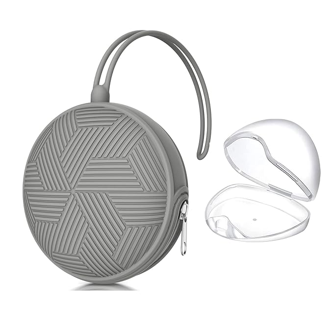 Smlpuame Pacifier Holder Case,Mothers Day Gifts for Mom BPA Free Portable Silicone Baby Pacifier Cover Pouch for Diaper Bag Stroller,Travel Outdoor Activities,Easy to Clean(Grey)