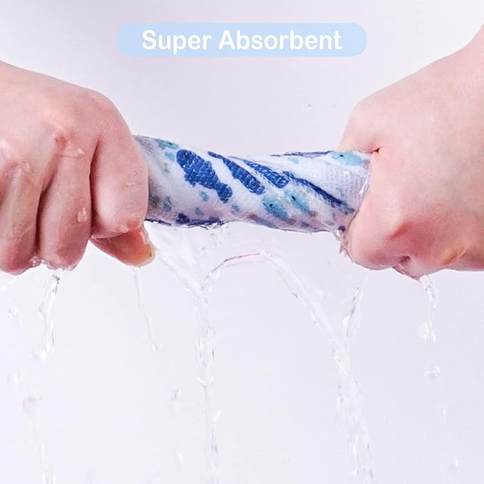 Viviland Baby Washcloths, Super Soft Baby Bath Towels for Newborn 24 Pack, Absorbent Face & Body Wash Cloth for Baby Boy, Whale Bro Pattern, 9 x 9 inch