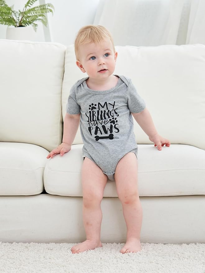 Funnycokid Baby Boys Girls Bodysuit Funny Newborn Romper Short Sleeve Infant Neutral Outfits Jumpsuit 0-12 Months